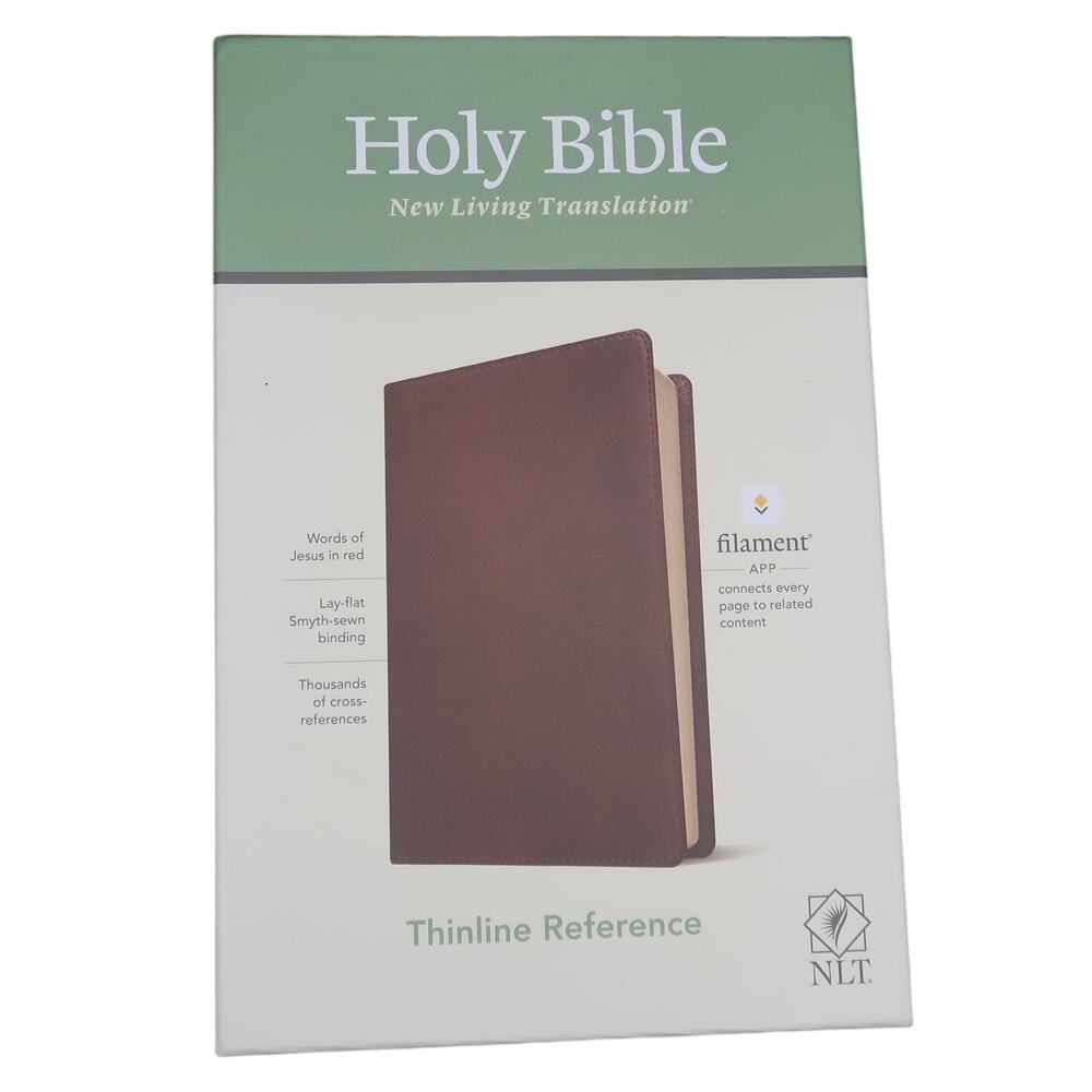 Tyndale NLT Thinline Reference Bible Faux Brown Leather w/ Original Box Filament